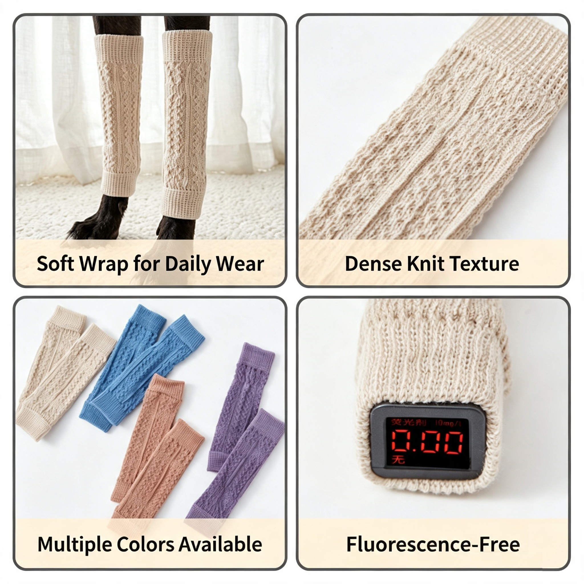 Knitted Dog Knee Leg Sleeves, Breathable Warm Anti-Slip Paw Protectors 4PCS S-XL