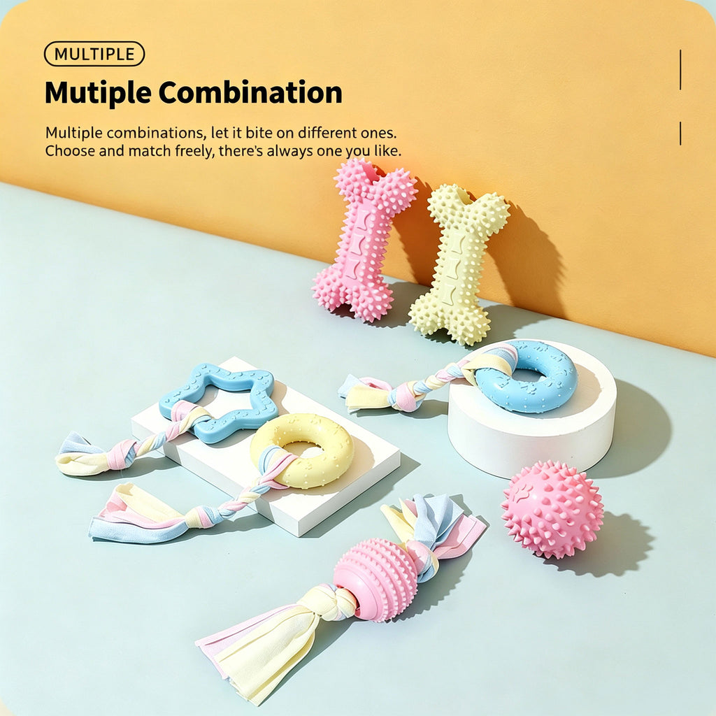 Dog TPR Chew Toy,Macaron Color Teething Stick,Durable Bite‑Resistant Dental Toy for Puppy & Adult Dog,Boredom Relief Interactive Toy