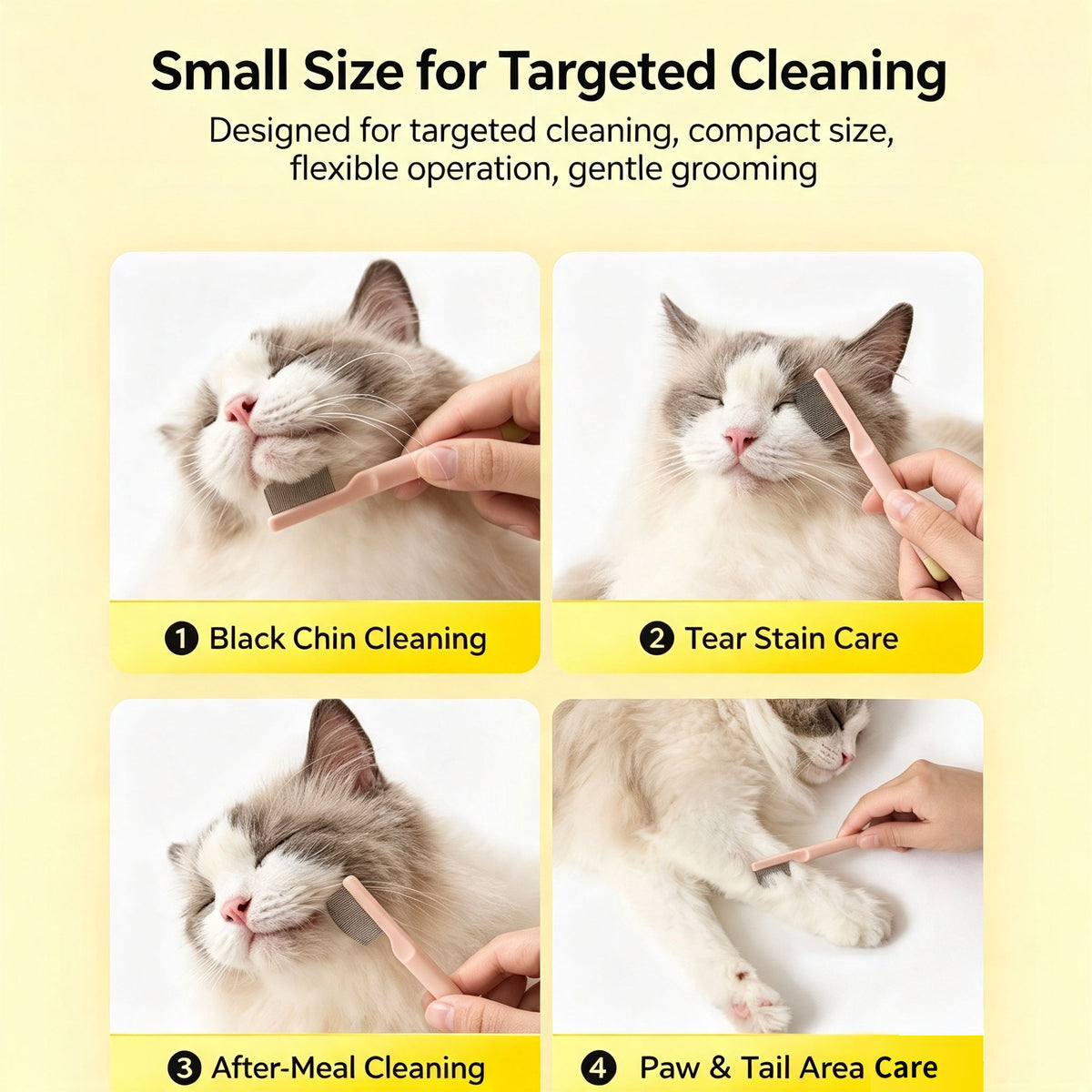 Pet Fine Tooth Face Comb, Gentle Grooming Comb for Cats & Small Dogs, for Tear Marks, Chin & Paw Area Grooming
