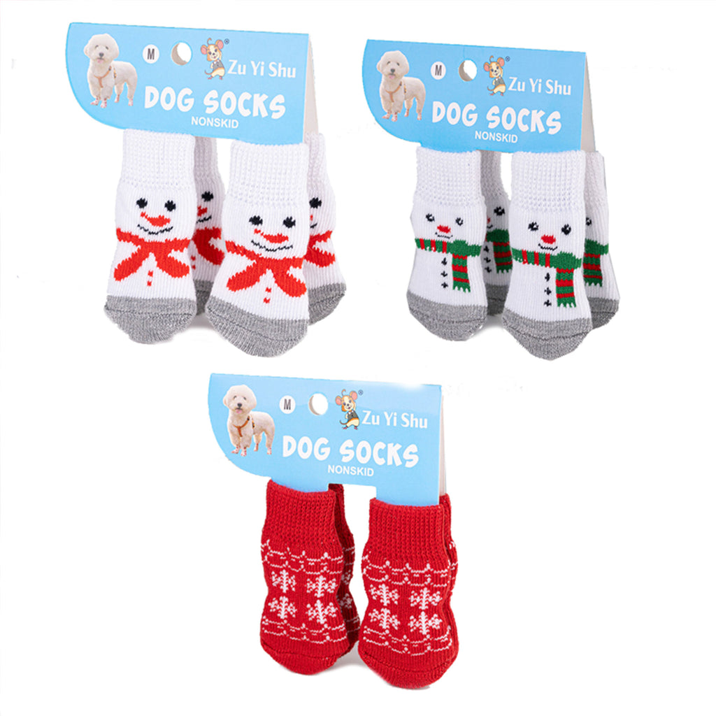 Christmas Anti-Slip Dog Socks, 3 Sets (12 Pcs Total), 15 Holiday Patterns For Puppy Medium Large Dogs