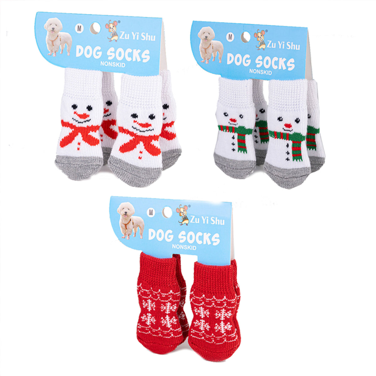 Christmas Anti-Slip Dog Socks, 3 Sets (12 Pcs Total), 15 Holiday Patterns For Puppy Medium Large Dogs