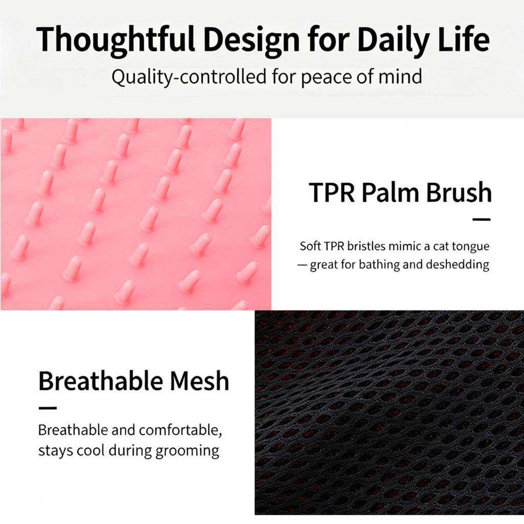 Pet Grooming Glove — Gentle Deshedding & Massage Brush for Dogs & Cats