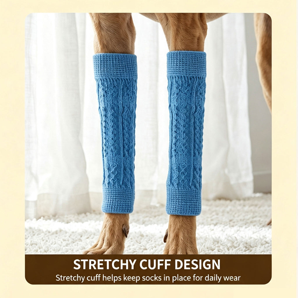 Knitted Dog Knee Leg Sleeves, Breathable Warm Anti-Slip Paw Protectors 4PCS S-XL
