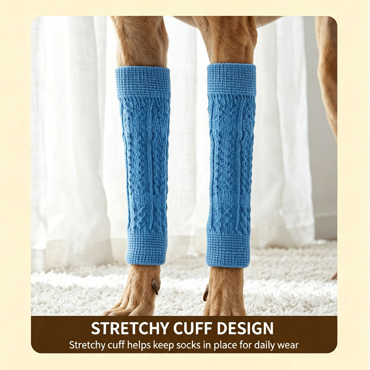 Knitted Dog Knee Leg Sleeves, Breathable Warm Anti-Slip Paw Protectors 4PCS S-XL