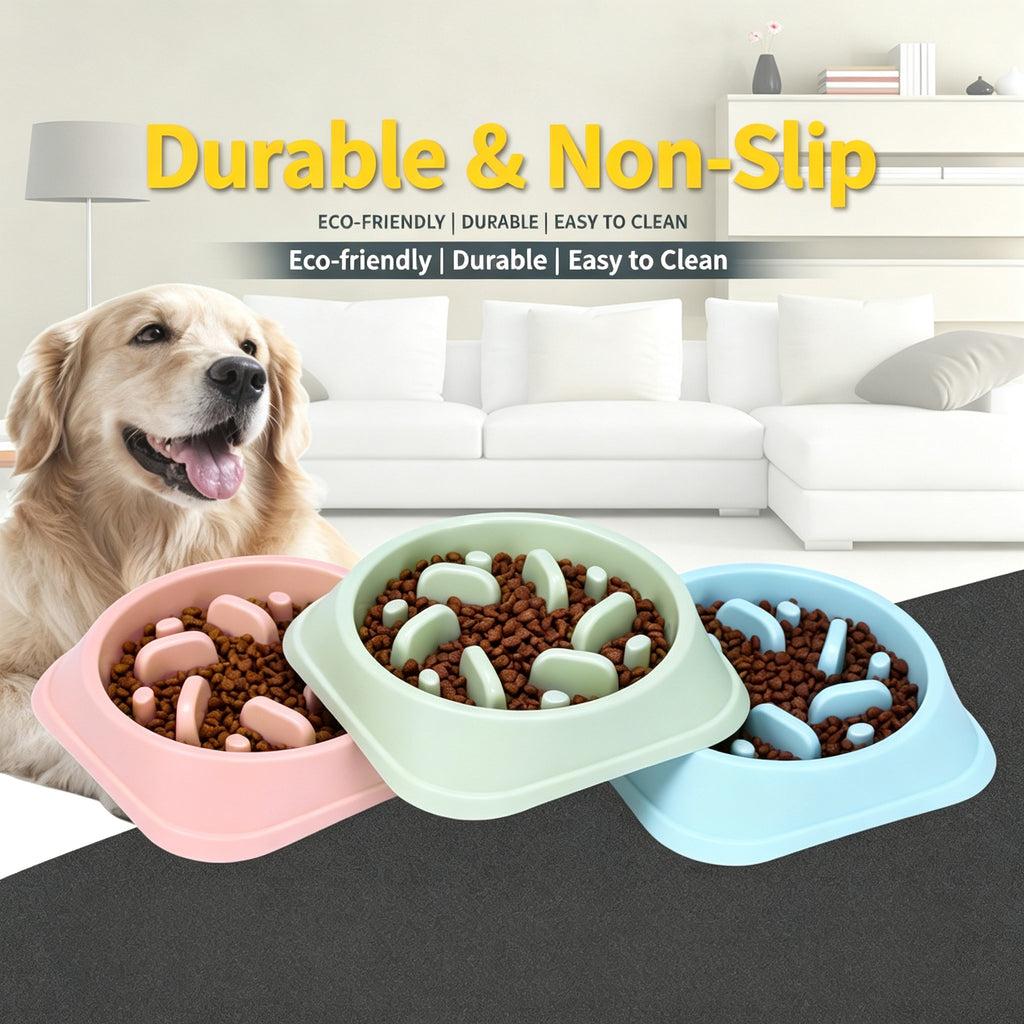 Slow Feeder Dog Bowl — Anti-Choke Pet Bowl with Non-Slip Base, Eco-Friendly PP, for Dogs & Cats