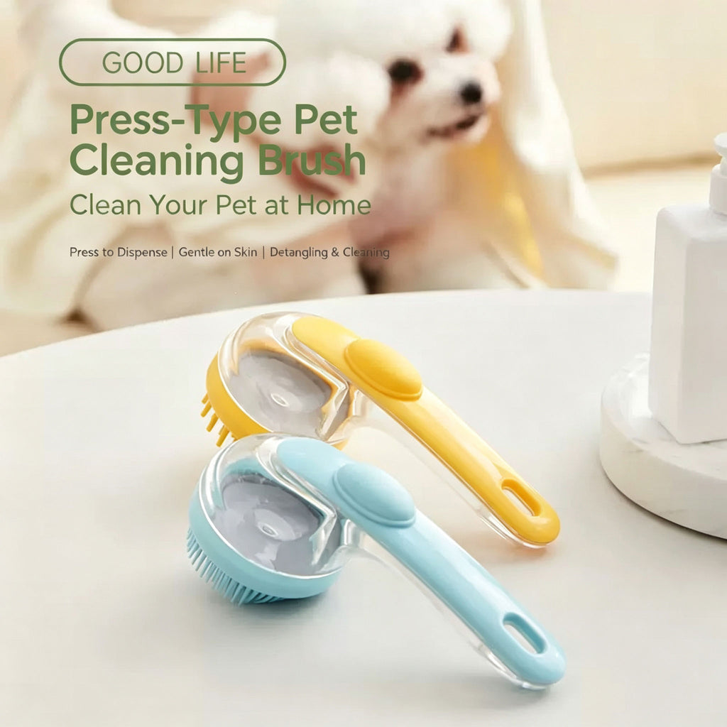 Silicone Pet Bath Brush | Shampoo Dispenser for Dogs & Cats