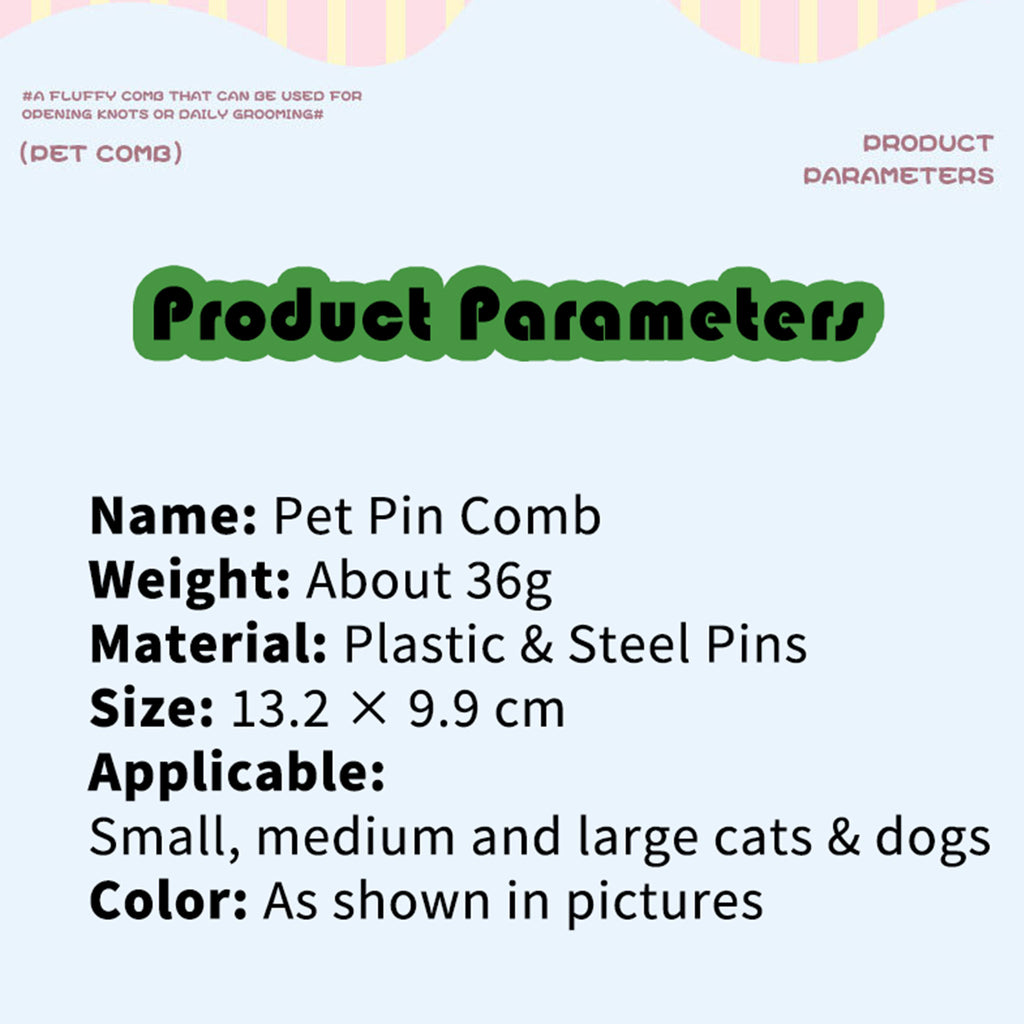 V‑Shaped Steel Pin Pet Grooming Comb, Gentle Loose Hair Remover, Daily Grooming Brush for Cats & Small Dogs
