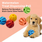Watermelon‑Shaped TPR Treat Dispensing Ball, Interactive Chew Toy for Dogs & Cats, Slow Feeder Enrichment Toy, 3 Sizes Available