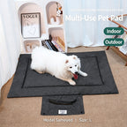 Portable Foldable Outdoor Pet Travel Mat, Reversible Scratch & Wear‑Resistant Water‑Repellent Sleeping Pad for Dogs & Cats, With Carry Handle, Denim Blue & Dark Grey, S/M/L Sizes