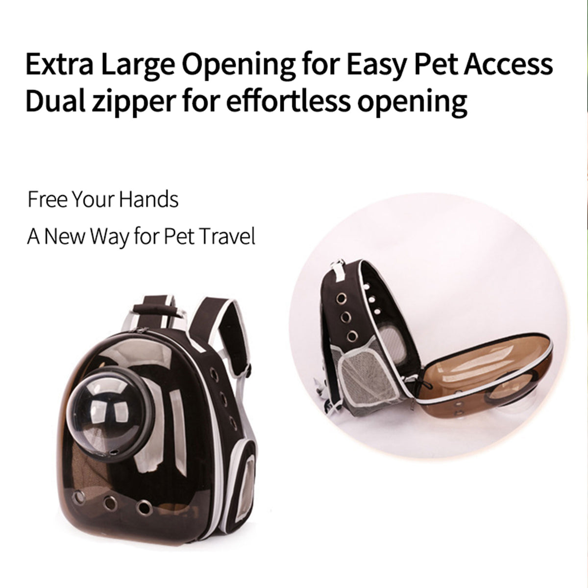 Cat Space Backpack Carrier, Semi‑Shaded Privacy Clear Pet Travel Backpack, Breathable Carrier for Small Cats & Puppies Under 6kg