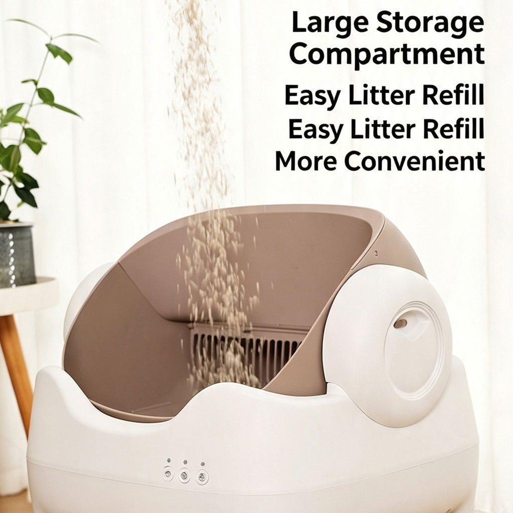 Automatic Self-Cleaning Cat Litter Box — Open Top, APP Control, Odor Control for Large Cats