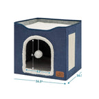 2‑Tier Foldable Cat House with Sisal Scratcher, Washable 2‑Story Cat Cube Bed, All‑Season Breathable Cat Condo