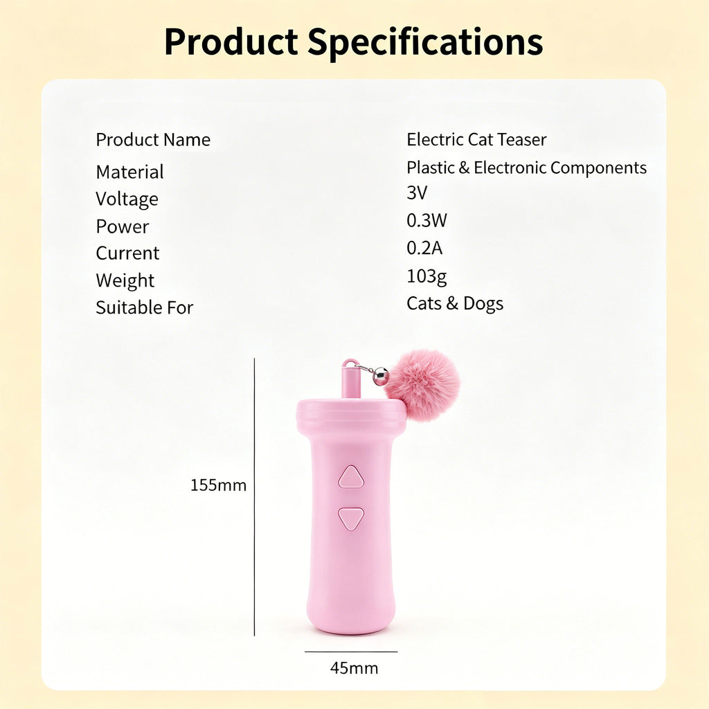 Interactive Electric Cat Teaser — Retractable String Toy with Pom-Pom