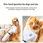 2‑in‑1 Pet Hair Dryer Brush, 300W Low‑Noise Hot Air Grooming Comb, 3 Speed Adjustable, Detangling & Drying Brush for Dogs & Cats, 110‑230V Multi‑Plug