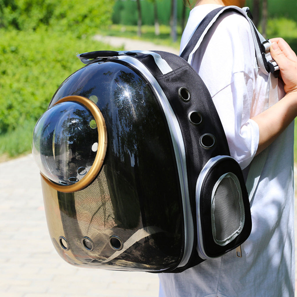 Cat Space Backpack Carrier, Semi‑Shaded Privacy Clear Pet Travel Backpack, Breathable Carrier for Small Cats & Puppies Under 6kg
