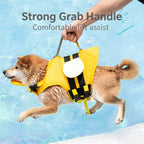Cute Cartoon Dog Life Jacket | Bee, Duck & Crocodile Pet Swim Vest with Head Support, Reflective Rescue Handle & Leash D-Ring