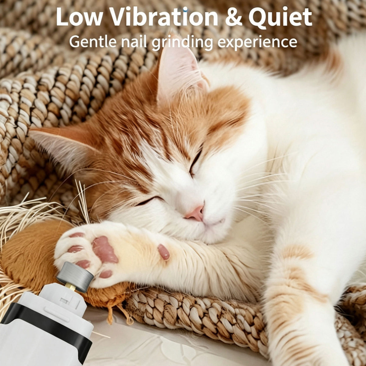 Rechargeable Electric Pet Nail Grinder, Low‑Vibration Quiet Nail Trimmer with Dual LED Lights, 2‑Speed for Dogs & Cats, Comes with 2 Extra Grinding Heads