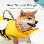 Cute Cartoon Dog Life Jacket | Bee, Duck & Crocodile Pet Swim Vest with Head Support, Reflective Rescue Handle & Leash D-Ring
