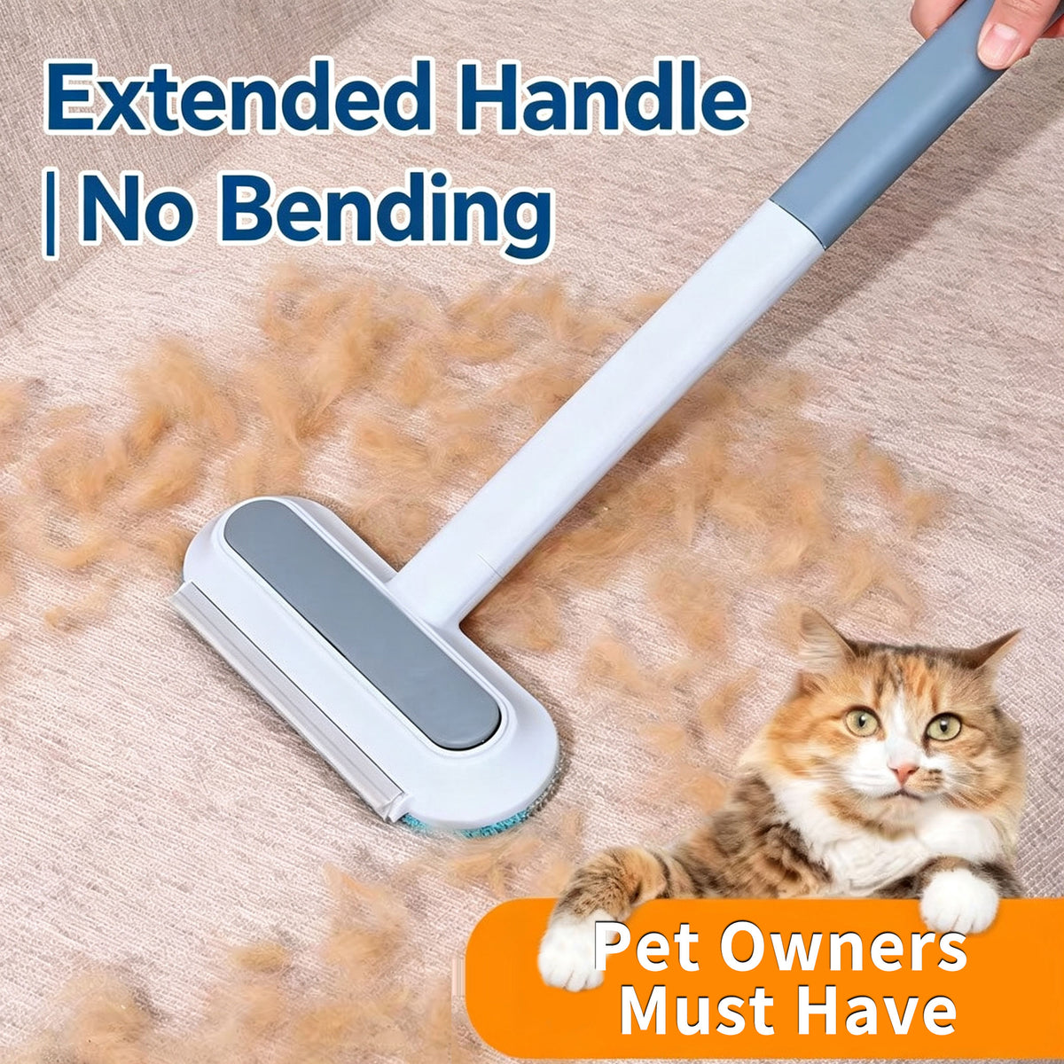 Long Handle Pet Hair Remover Brush – Reusable Lint Remover for Couch, Bed, Carpet & Clothing