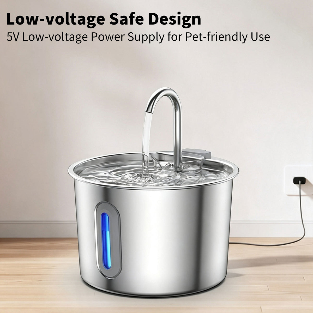 2L Pet Water Fountain, 304 Stainless Steel Automatic Water Dispenser for Cats & Dogs, Quiet Circulating Water Fountain with Bonus Filter Replacements 