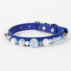 Stylish Pearl‑Decor Microfiber PU Leather Pet Collar, Adjustable Comfort Collar for Small Medium Large Dogs & Cats