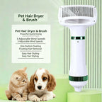 2‑in‑1 Pet Hair Dryer Brush, 300W Low‑Noise Hot Air Grooming Comb, 3 Speed Adjustable, Detangling & Drying Brush for Dogs & Cats, 110‑230V Multi‑Plug