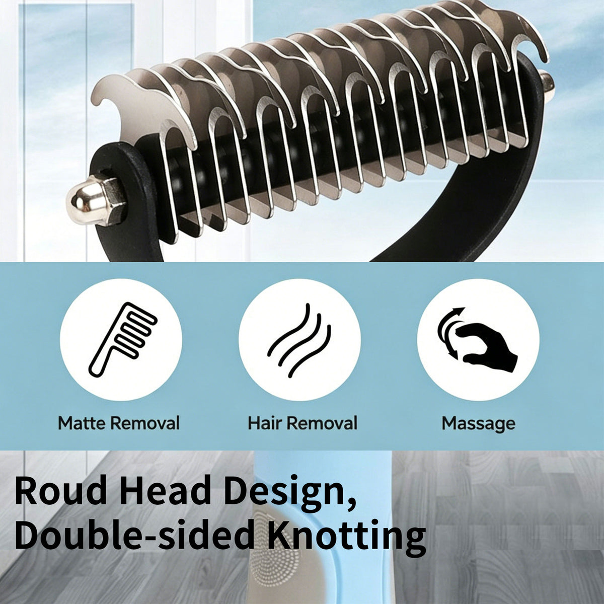 Double‑Sided Pet Dematting Comb for Dogs & Cats, Detangler Tool for Matted Tangled Fur, Summer Grooming & Thinning Brush