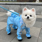 Full Coverage Dog Raincoat with Built-in Rain Boots, 360° Clear Visor, Detachable Tail Cover, Easy Snap Button Closure for Small Medium Dogs