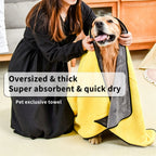 4 Pack Multi-Size Microfiber Pet Bath Towels, Thick Quick Dry Absorbent Towels for Dogs & Cats