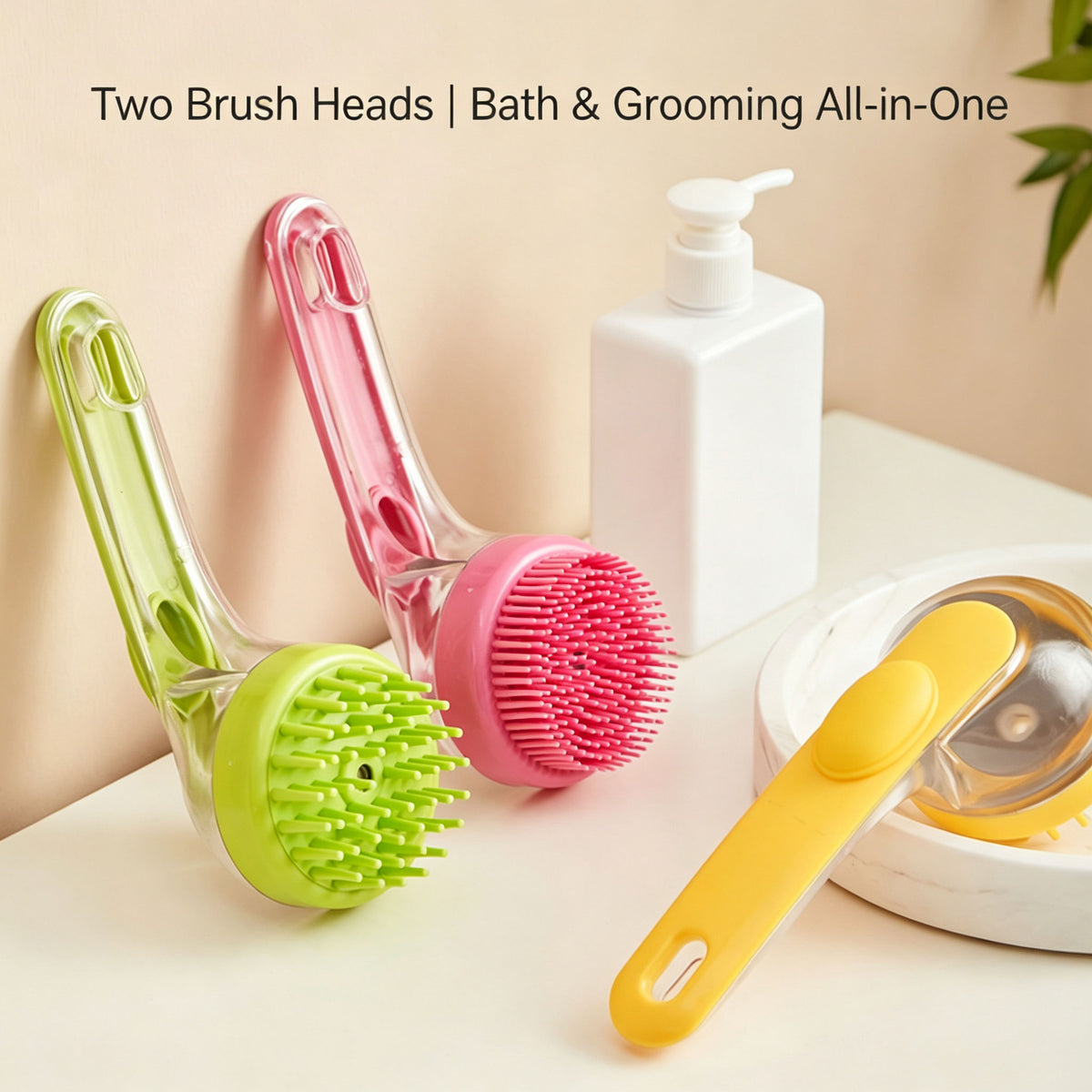 Silicone Pet Bath Brush | Shampoo Dispenser for Dogs & Cats