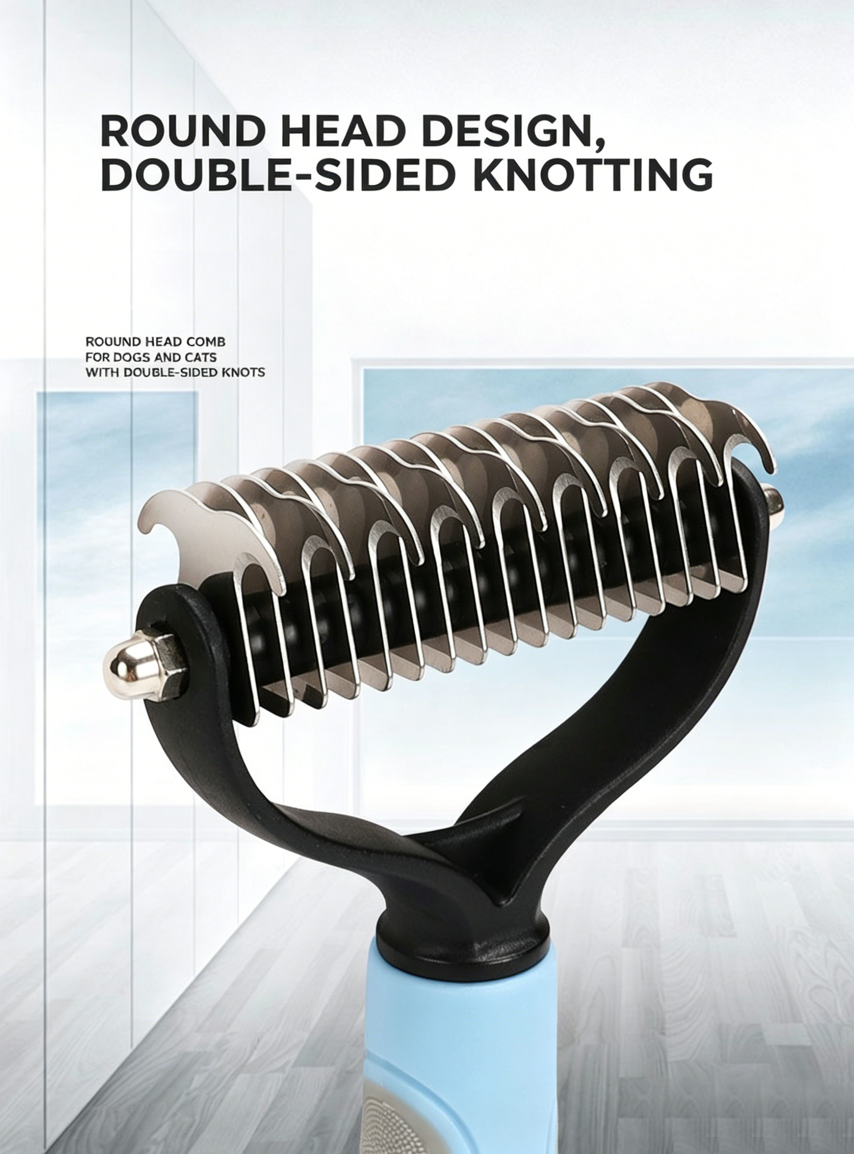 Double‑Sided Pet Dematting Comb for Dogs & Cats, Detangler Tool for Matted Tangled Fur, Summer Grooming & Thinning Brush
