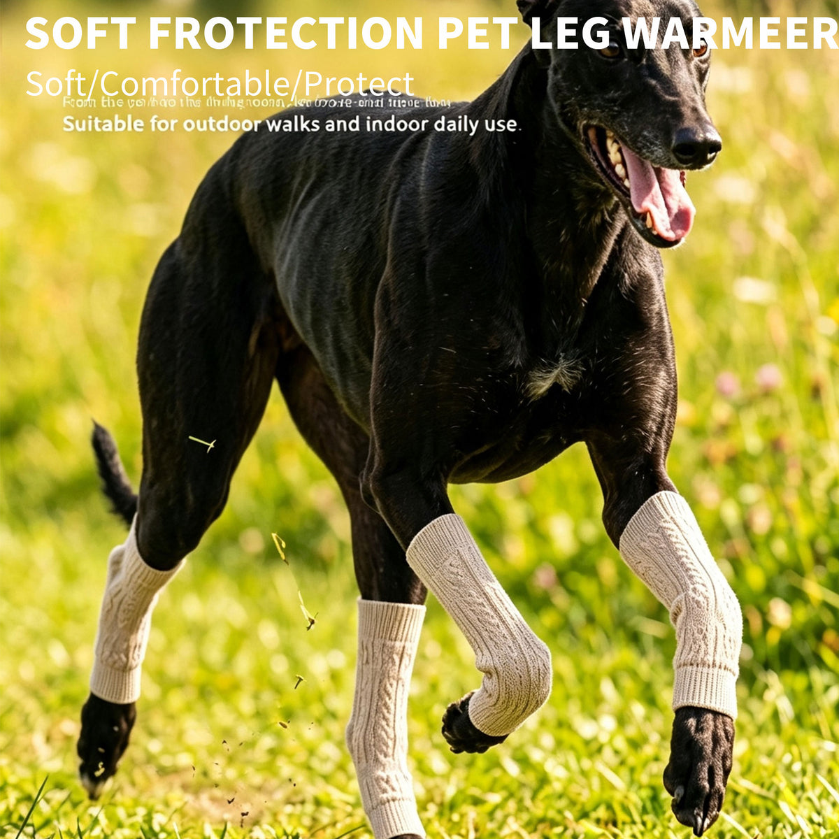 Knitted Dog Knee Leg Sleeves, Breathable Warm Anti-Slip Paw Protectors 4PCS S-XL