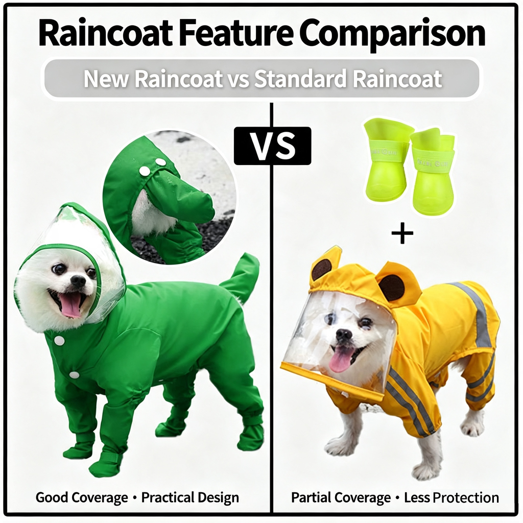 Full Coverage Dog Raincoat with Built-in Rain Boots, 360° Clear Visor, Detachable Tail Cover, Easy Snap Button Closure for Small Medium Dogs