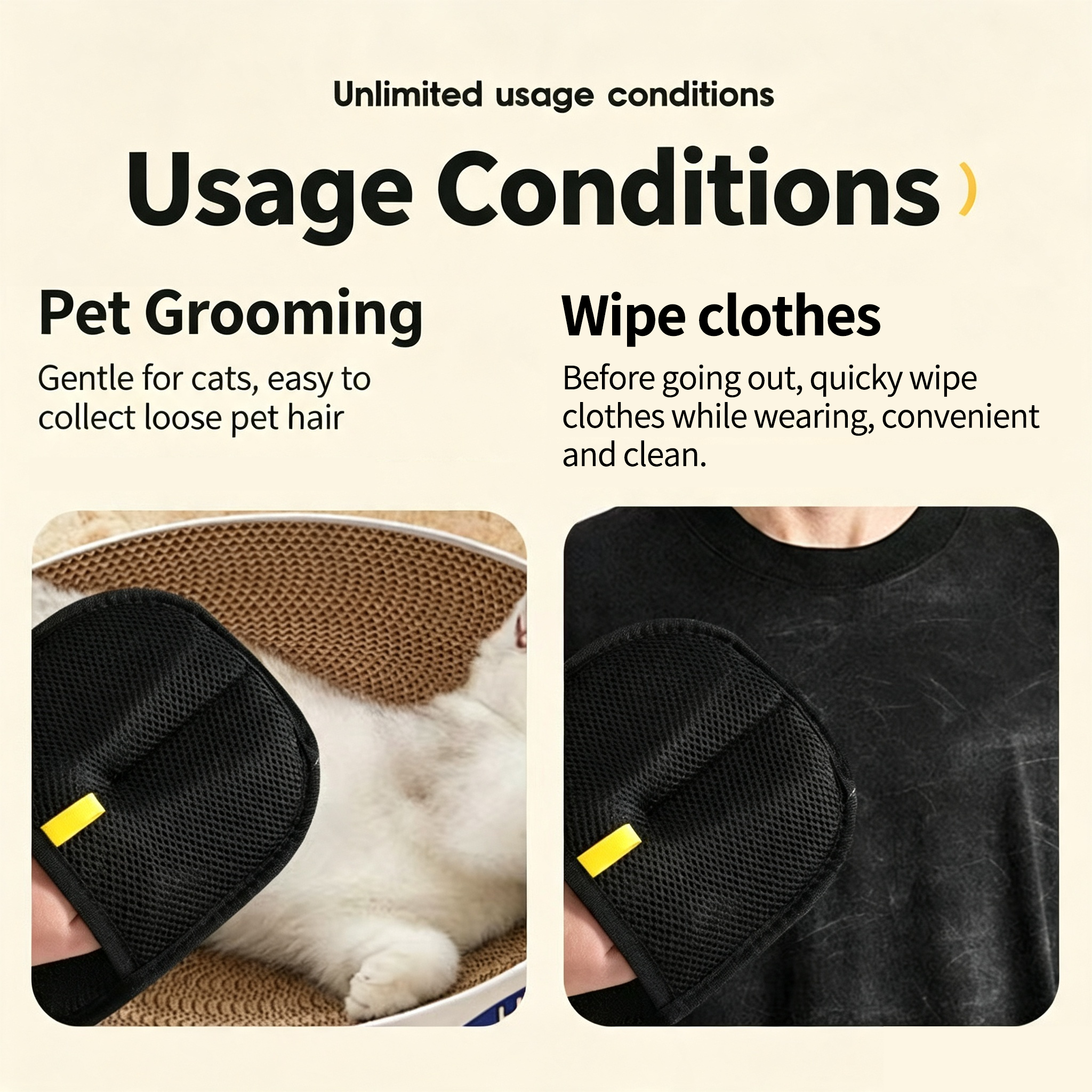 Pet Hair Removal Glove 2 Pack, Reusable Fur Cleaner for Clothes Couch Dog Cat Grooming