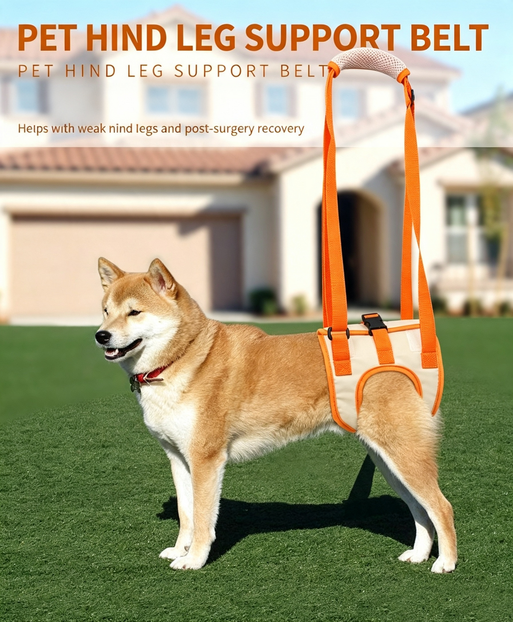 Dog Rear Leg Support Harness | Adjustable Lift Sling for Senior Injured Dogs Orange S-XL