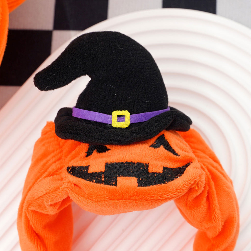 Halloween Pumpkin Dog & Cat Costume Set – Soft Plush Vest + Hat