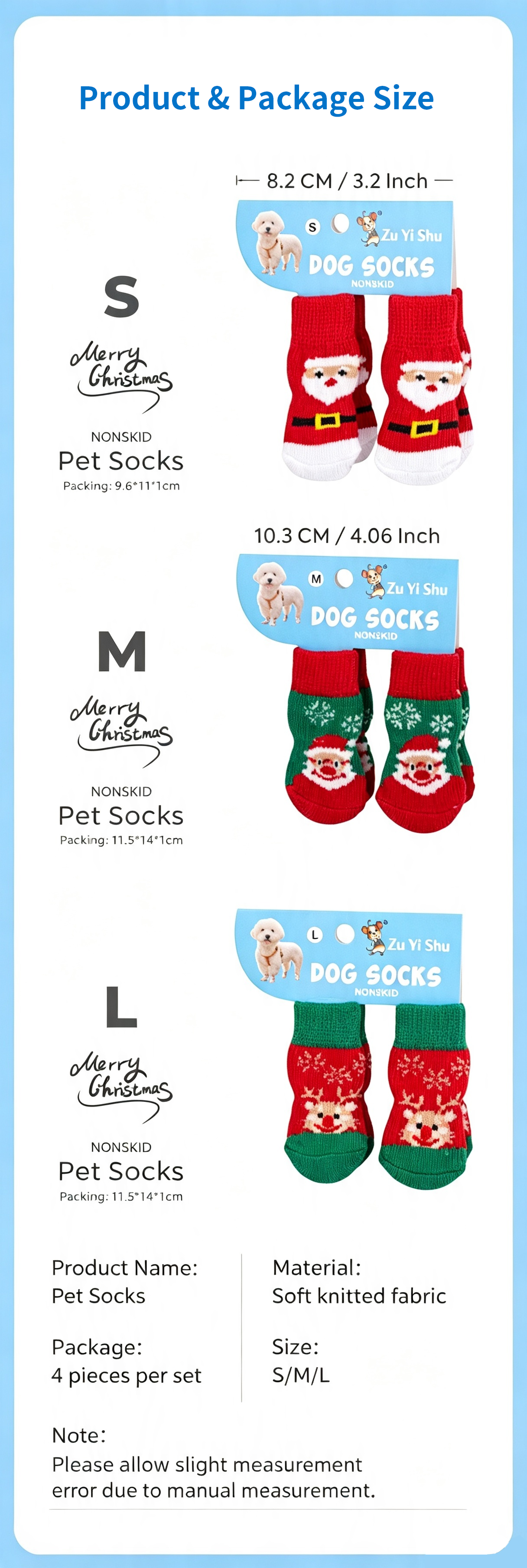 Christmas Anti-Slip Dog Socks, 3 Sets (12 Pcs Total), 15 Holiday Patterns For Puppy Medium Large Dogs