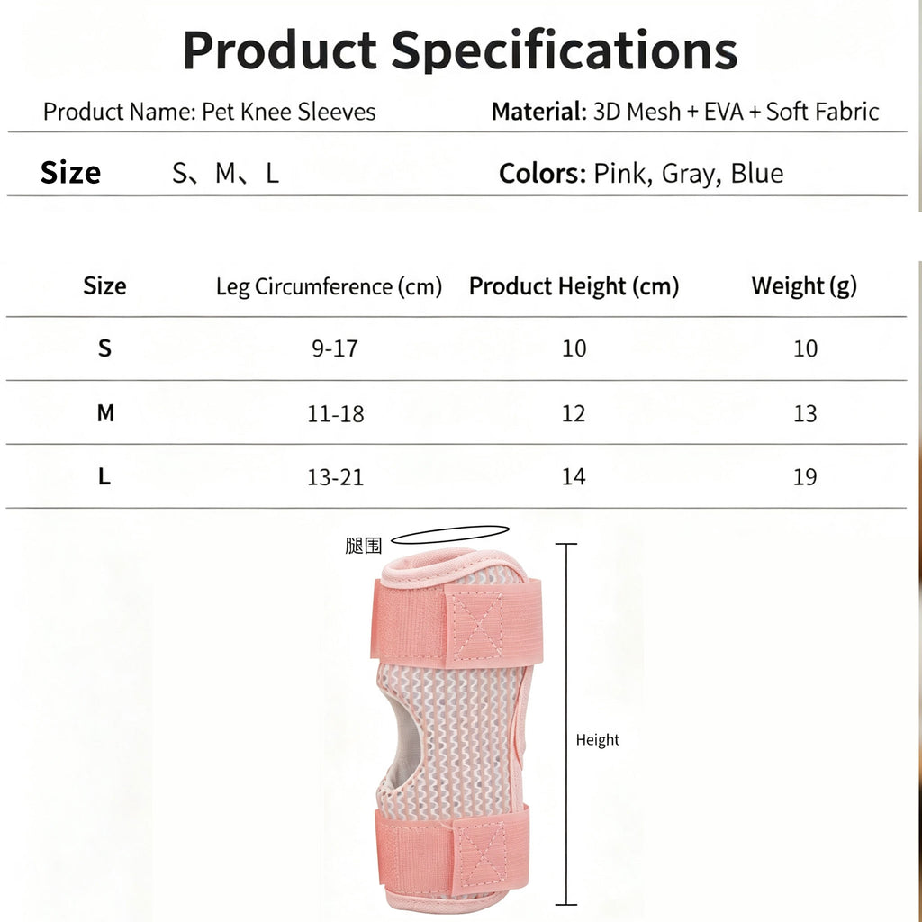 Dog Knee Brace Pet Leg Support Brace Joint Protection Sleeve with Adjustable Velcro, Breathable 3D Mesh Pet Leg Sleeve for Dogs Hind Leg & Front Leg