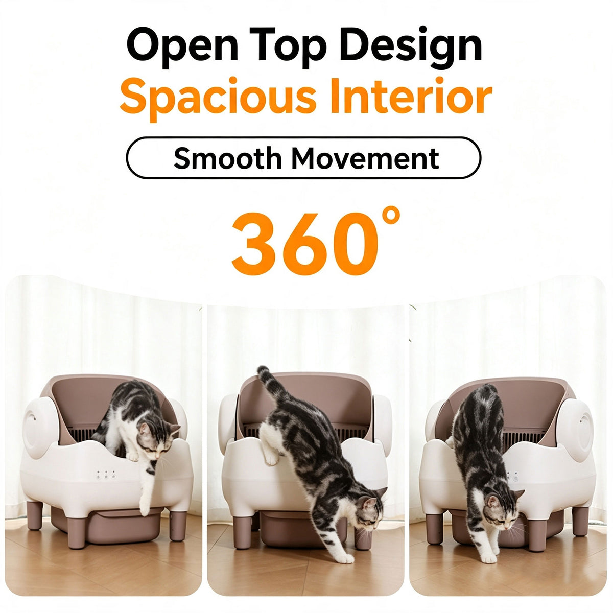 Automatic Self-Cleaning Cat Litter Box — Open Top, APP Control, Odor Control for Large Cats