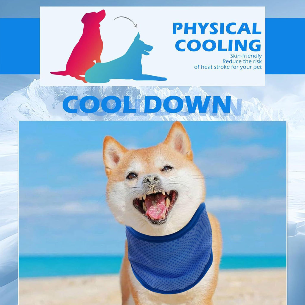Adjustable Pet Cooling Neck Scarf, Reusable Evaporative Cool Wrap for Dogs & Cats, Velcro Fastener, Multi‑Purpose Neck or Head Wear, S/M/L Sizes