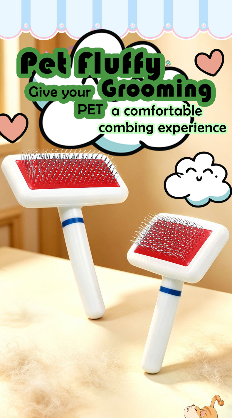 V‑Shaped Steel Pin Pet Grooming Comb, Gentle Loose Hair Remover, Daily Grooming Brush for Cats & Small Dogs