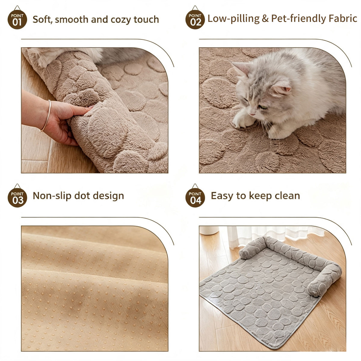 Pet Sofa Mat, Soft Plush Pet Couch Cover Mat, Non‑Slip Base Pet Cushion for Cats & Dogs for Home Furniture Protection