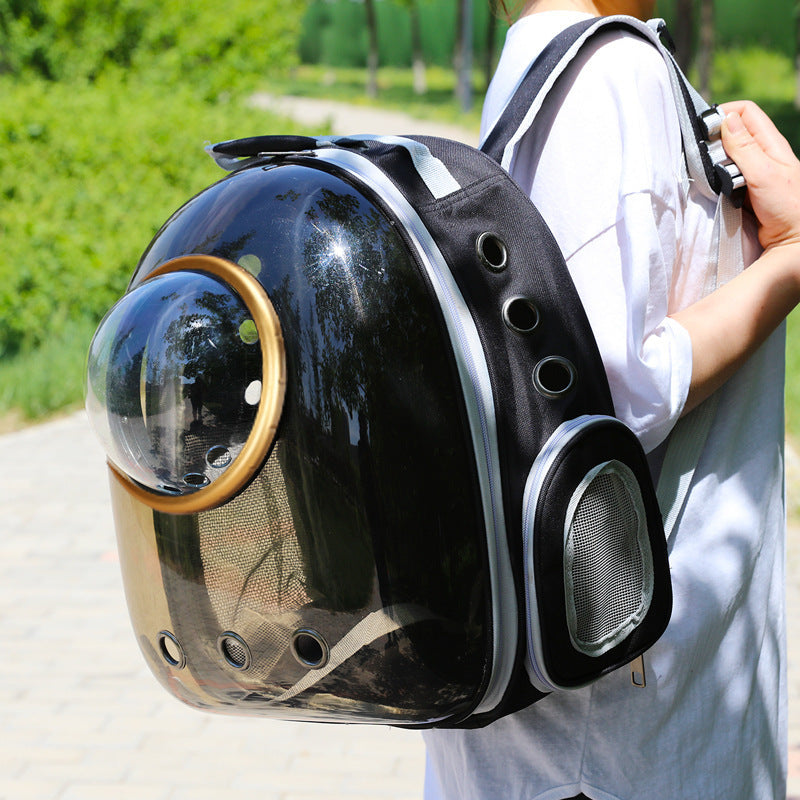 Cat Space Backpack Carrier, Semi‑Shaded Privacy Clear Pet Travel Backpack, Breathable Carrier for Small Cats & Puppies Under 6kg