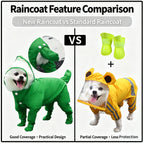 Full Coverage Dog Raincoat with Built-in Rain Boots, 360° Clear Visor, Detachable Tail Cover, Easy Snap Button Closure for Small Medium Dogs