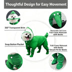 Full Coverage Dog Raincoat with Built-in Rain Boots, 360° Clear Visor, Detachable Tail Cover, Easy Snap Button Closure for Small Medium Dogs