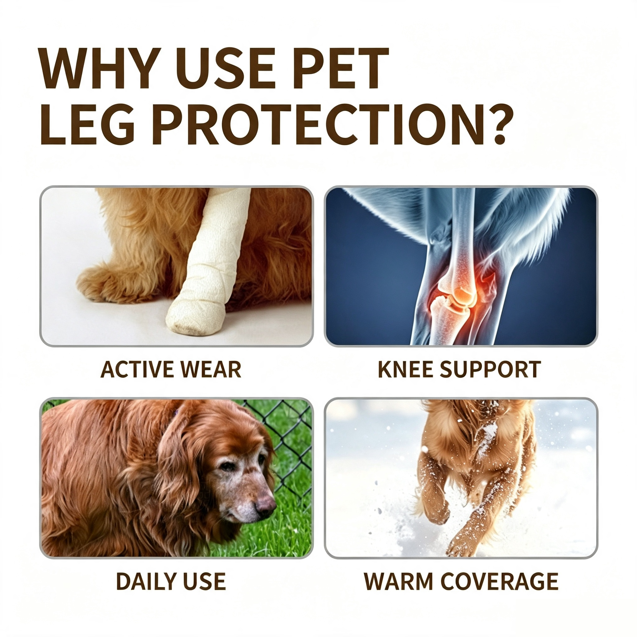 Knitted Dog Knee Leg Sleeves, Breathable Warm Anti-Slip Paw Protectors 4PCS S-XL
