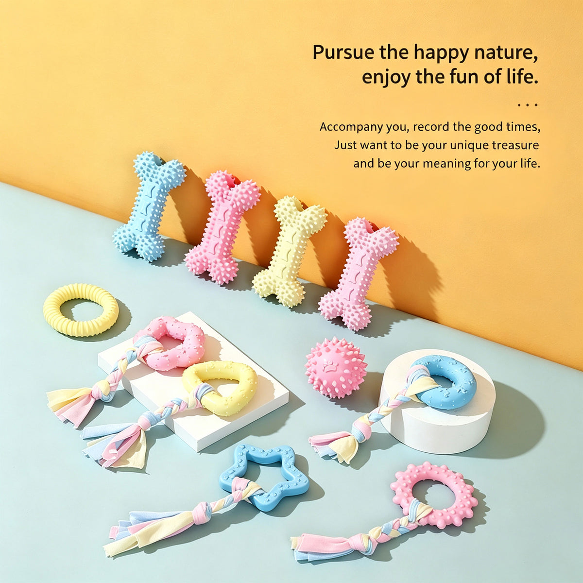 Dog TPR Chew Toy,Macaron Color Teething Stick,Durable Bite‑Resistant Dental Toy for Puppy & Adult Dog,Boredom Relief Interactive Toy