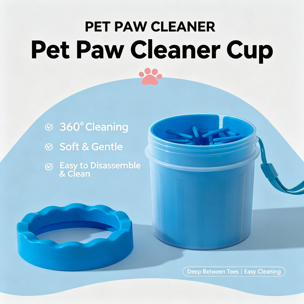 Pet Paw Cleaner Cup — 360° Silicone Bristle Paw Washer for Dogs & Cats