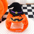 Halloween Pumpkin Dog & Cat Costume Set – Soft Plush Vest + Hat