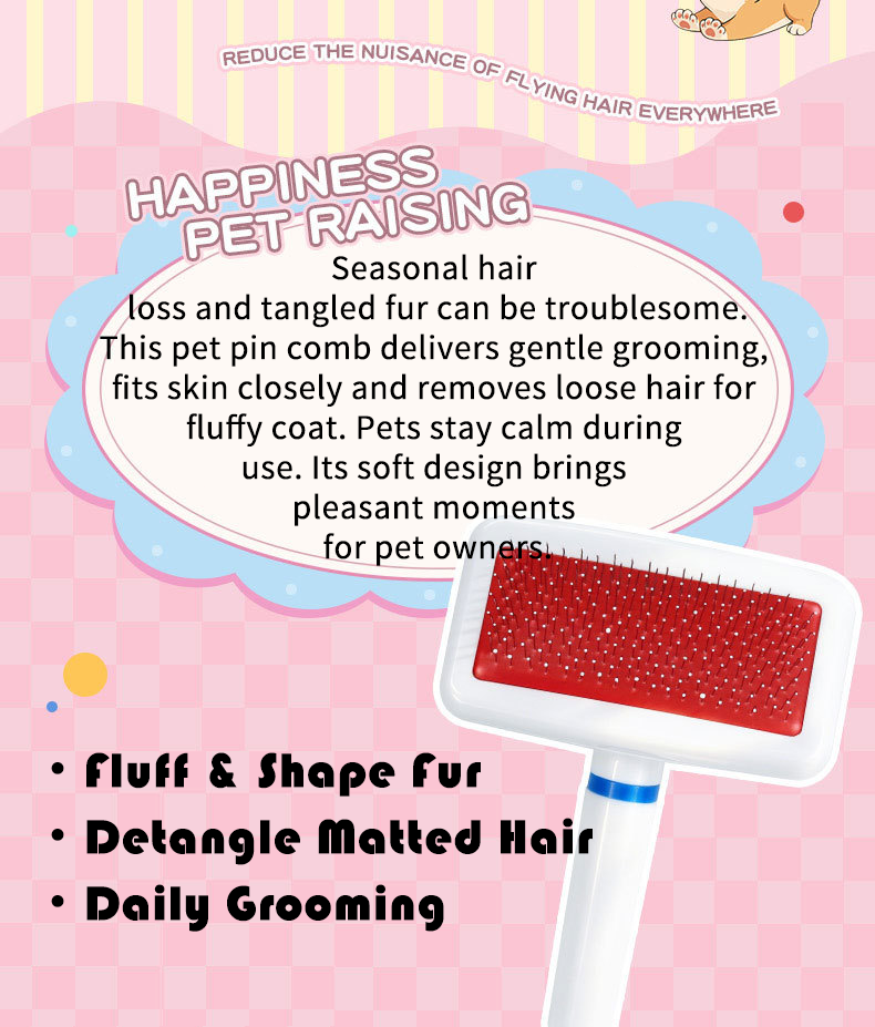 V‑Shaped Steel Pin Pet Grooming Comb, Gentle Loose Hair Remover, Daily Grooming Brush for Cats & Small Dogs